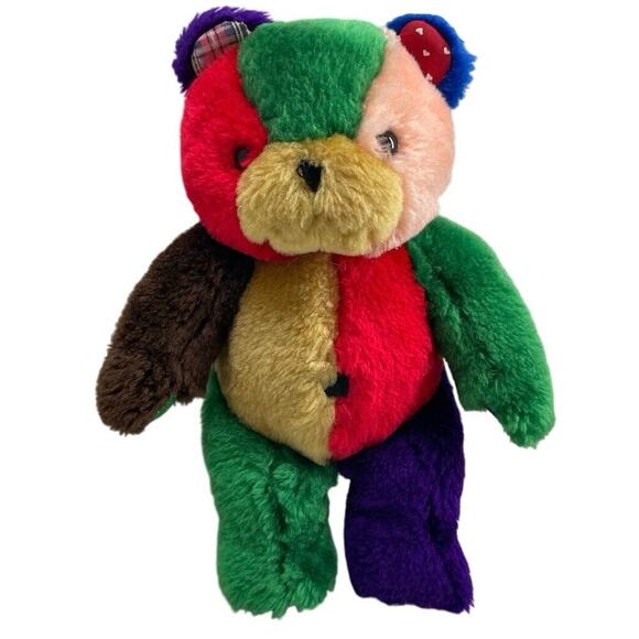 VTG 1996 PEE THE CHRISTMAS BEAR PATCHWORK TEDDY BEAR 9’ RARE PLUSHIE SQUEAKER - Picture 4 of 12